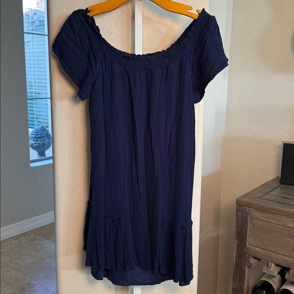 BLUE RAIN EMBROIDERED NAVY MIDI DRESS - Picture 4 of 5